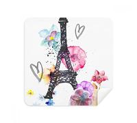 DIYthinker Torre Eiffel Heart-Shaped Glasses Francia Panno di Pulizia dello Schermo del Telefono Cleaner Tessuto della Pelle Scamosciata 2 Pezzi