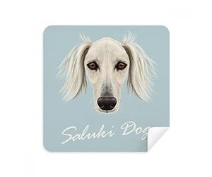 DIYthinker Viso Lungo Bianco Saluki Cane Animale da Compagnia Occhiali Panno di Pulizia dello Schermo del Telefono Cleaner Tessuto della Pelle Scamosciata 2 Pezzi