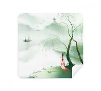 DIYthinker Waterfront Tristezza Stile Cinese Acquerello Occhiali Panno di Pulizia dello Schermo del Telefono Cleaner Tessuto della Pelle Scamosciata 2 Pezzi