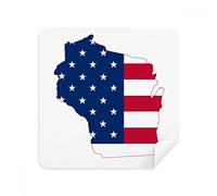 DIYthinker Wisconsin America map stelle strisce bandiera forma Occhiali panno di pulizia dello schermo del telefono Cleaner tessuto della pelle scamosciata 2 pezzi