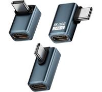 Diyuna 3 adattatori USB-C angolati 90° - Compatibile con Thunderbolt 5, 240W, 80Gbps, 8K@60Hz - Ricarica rapida USB-C per MacBook, iPhone 15, per Steam Deck, per Samsung