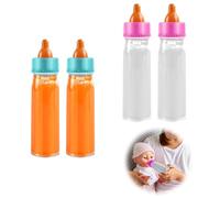 Diyxisk 4 Pezzi Biberon Magico, Accessori Bambole per Bambina, Sicurezza Accessori Bambole, il Liquido Scompare, Alimentazione Simulata, Adatto a Bambini dai 3 Anni in Su (Giallo/Bianco)