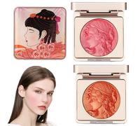 Diyxisk Blush in Polvere, 2 Pezzi in Rilievo, L'ultimo Leggero Fard Illuminante Viso, Luminosità Naturale, Waterproof, Trucco a Lunga Tenuta (Arancia/Rosa)