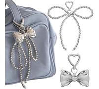 Diyxisk Charms per Borse, 2 Pezzi Nodo Dell'Arco Charm Borsa, Carino Portachiavi Donna, Può Essere Utilizzato Come Ciondolo Cellulare, Ciondolo Borsa, Ciondolo Portafoglio (Argento)