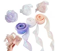 Diyxisk Nastro Chiffon, 3 Pezzi Brillante Nastro Organza, 4CM x 9M Nastri Colorati, Nastrine per Bomboniere, Adatto per Fioristi, Wedding Planner e Confezioni Regalo (Bianco, Rosa, Viola)