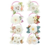 Dizila Confezione da 8 elastici decorativi per capelli con fiori di perle, elastici per capelli, elastici per capelli a coda di cavallo, per bambine e ragazze