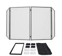 DJ-Booth Copertura pieghevole - Rivestimento per DJ Pult pieghevole e mobile DJ Stand 4 segmenti Frontboard Video Light Display per un palcoscenico professionale (nero + bianco)