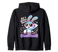 DJ Bunny Beats Animale Divertente DJ Felpa con Cappuccio