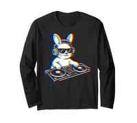 DJ Bunny Glitch Art Cuffie Giradischi Musica Design Maglia a Manica