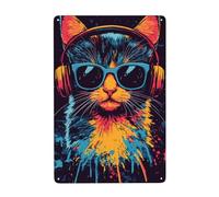 Dj Cat Metal Signs Tin Wall Art Decor Per Bagno Toilette Bagno Fattoria Bagno Bagno Fattoria Bagno Cortile 20x30 Cm