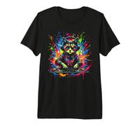 DJ Cat Rave EDM Kitty con Cuffie e Giradischi Design Maglietta Premium