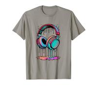 DJ Cuffie Paint Drip Elettronica Musica Amante Maglietta
