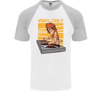 DJ Decks Vinyl Only Funny DJing Turntable Uomo S/S Baseball T-Shirt
