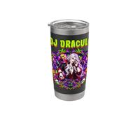 DJ Dracula Vampire Disc Jockey Giradischi Vinili Spooky Spaventoso Bicchiere termico in acciaio inox doppia parete