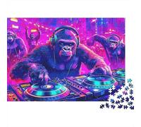 DJ Gorilla Party Puzzle Da 1000 Pezzi in Cartone Robusto Per Collezionisti, Puzzle Ultra Difficile, Gioco Di Festa, Miglior Regalo Per Collezionisti Appassionati Di Puzzle 38x26cm/1000pcs