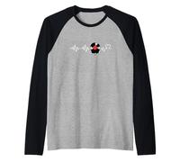 DJ Heartbeat Uomo Donna Divertente Disc Jockey Maglia con Maniche Raglan