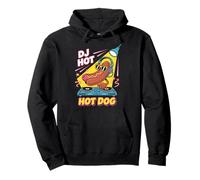Dj Hot Dog Cibo Divertente Musica Party Felpa con Cappuccio
