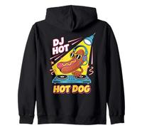 Dj Hot Dog Cibo Divertente Musica Party Felpa con Cappuccio