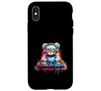 Dj Music - Occhiali da sole colorati con orsetto di peluche arcobaleno Deejay Bear Custodia per iPhone X/XS