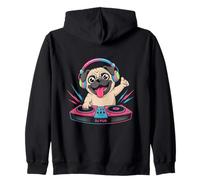Dj Pug Con Cuffie Per Amanti Dei Cani Felpa con Cappuccio