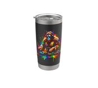 DJ Sasquatch Rave EDM Bigfoot e giradischi Paint Splash Art Bicchiere termico in acciaio inox doppia parete