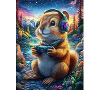 DJ Squirrel in Flower Garden Puzzle 300 Pezzi Relax E Meditazione Mitos Animal Planta Rompicapo Mindfulness Attività Per Il Benessere Riduzione Dell'ansia Regalo Per Tutti 300 PCS