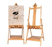 DJAR Cavalletto da Studio ad H in Legno, Cavalletto da Terra Regolabile in Faggio per Acquerello, Acrilico e Olio, Supporta Tele fino a 155 cm