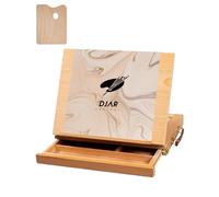 DJAR Cavalletto da tavolo regolabile, In faggio con cassetto e tavolozza, per disegno, schizzi e pittura, supporta tele fino a 28 x 35 cm, naturale