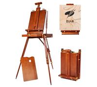 DJAR Cavalletto francese aggiornato per pittura, contiene tela fino a 86,4 cm, cavalletto regolabile in legno di faggio con tracolla tavolozza e vassoio in metallo, cavalletto portatile da tavolo e