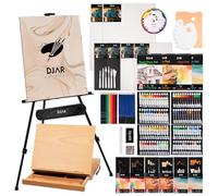 DJAR Set di pittura artistica tutto in uno da 174 pezzi con cavalletto da tavolo e treppiede, acrilico, acquerello, olio e kit per schizzi, 96 colori acrilici, acquerelli e colori ad olio per