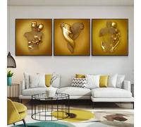 DJBCNQCD Love Heart Effetto 3D Wall Art, HD Tela Pittura Core con Cornice in Legno, Astratto Metallo Figura Scultura Tela Pittura Appesa, Decorazione per Camera/Casa/Ufficio(50 * 50CM)