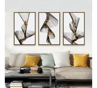 DJBCNQCD Stile Minimalista Moderno Quadro Su Tela Geometrico Arte Astratta Nero Bianco Oro Immagine Artistica Da Parete Insieme Del Manifesto Senza Cornice(50 * 70cm)