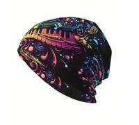 DJC BOUTIQUE Cappello per chemioterapia, con motivo floreale, pre-legato, con chiusura superiore, Multi Colour Music Clef Piano, Taglia unica