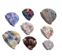 DJC BOUTIQUE Chemo Headwear Beanie - Bandana pre-annodata con top chiuso, fiore, Ramo grigio e rosa, Taglia unica