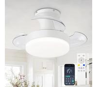 DJChen Lampadario Con Ventilatore Da Soffitto Con Pale A Scomparsa, Retrattili Ventola Soffitto Con Luce Silenzioso, Led Dimmerabile, Motore DC Reversibile, Funzione Di Memoria, Per Camera Da Letto