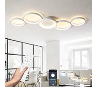 DJChen Lampadario Led Da Soffitto Camera Da Letto/Bambini Moderno, 99.5cm Grande Lampadari Led A Soffitto Moderni, 55W, 4400LM, Plafoniera Dimmerabile Decorazione Casa Per Soggiorno-Bianco