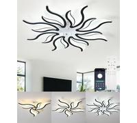 DJChen Lampadario Led Moderno Soggiorno, Plafoniera Led Soffitto Dimmerabile, 78CM 58W 5800lm 3000K-6000K Lampadario Grande Dimensione Design Per Salotto, Cucina, Camera Da Letto(matrimoniale)-nero