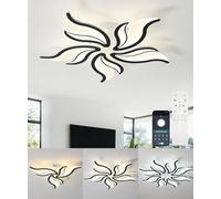 DJChen Lampadario Led Soffitto Camera Da Letto, Lampadari Led A Soffitto Moderni Fiore 68cm, Dimmerabile 3000K-6000K, 38W, 3800lm, Plafoniere Led A Soffitto Design Per Soggiorno Cucina-nero