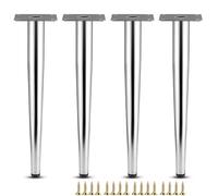 DJCYGG 4 Pezzi Piedini per Mobili Gambe di Supporto per Divano in Metallo,Conico Piedi per Tavolino,Piedi Base Metallo Zampe Armadietto,Tavolo,Letto,Poltrone,con Viti,Argento (Dritto,10cm)