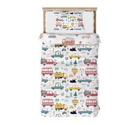 DJDEA Copripiumino per auto, 120 x 150 cm, set da letto singolo, set da letto in microfibra per 1 persona, copripiumino reversibile double face con federa 40 x 60 cm