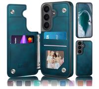 DJDUCK Custodia Portafoglio Designed for Samsung Galaxy S26 con Porta Carte, [Chiusura Magnetica] [Protezione in Pelle Blocco RFID] Antiurto per Uomo Donna, per Samsung S26 Verde Acqua
