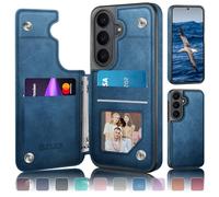 DJDUCK Custodia Portafoglio Designed for Samsung Galaxy S26 con Porta Carte, [Chiusura Magnetica] [Protezione in Pelle Blocco RFID] Antiurto per Uomo Donna, per Samsung S26 Blu Brillante