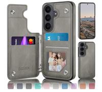 DJDUCK Custodia Portafoglio Designed for Samsung Galaxy S26 con Porta Carte, [Chiusura Magnetica] [Protezione in Pelle Blocco RFID] Antiurto per Uomo Donna, per Samsung S26 Grigio