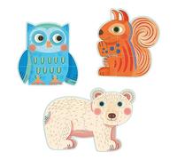 Puzzle in legno DJECO con animali del bosco 3 in 1