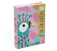 Djeco Pavoni Set Creativo di Immagini Dazzling Birds con Sabbia Glitterata, Multicolore, Medio, DJ08663