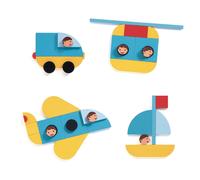 DJECO - Puzzle Ze Geo Vroum in Legno, Multicolore (36436)