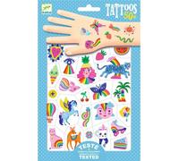 DJECO tatuaggi temporanei arcobaleno per bambini, 2 fogli (50+ motivi)