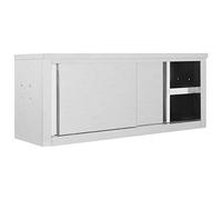 DJEKA Armadio da Cucina Mobile Ante Scorrevoli Mobile Cucina Dispensa ad Ante Scorrevoli in Acciaio Inox 120x40x50cm