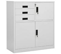DJEKA Armadio per Ufficio, Mobili Da Ufficio, Armadio Ufficio, Mobiletto Ufficio, Armadi Da Ufficio, Armadio Multiuso, Grigio Chiaro 90x40x102 cm in Acciaio