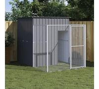 DJEKA Casetta per Cani con Corsa, Gabbia e Recinto, Antracite 165x251x181 cm Acciaio Zincato